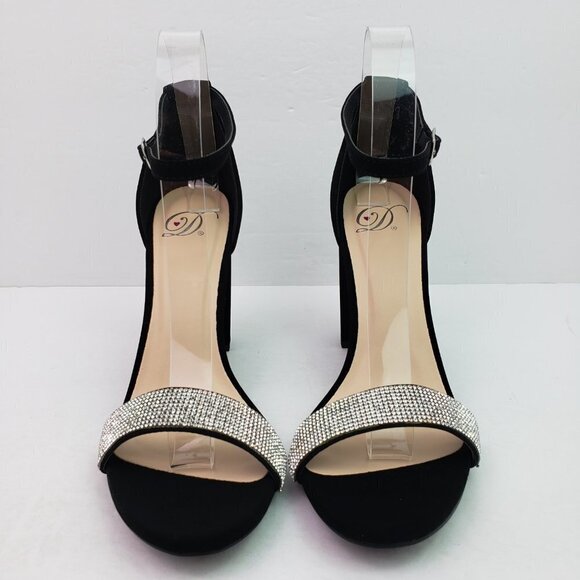 NEW MVE Laser-S Womens Size 9 Black Rhinestone Formal Ankle Strap Party 4" Heels - Picture 5 of 13